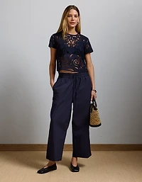 Pantalon à ceinture élastique en popeline haut de gamme AE77