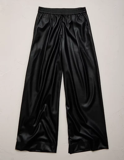 AE77 Vegan Leather Pull On Pant