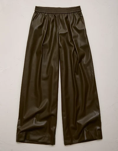 AE77 Vegan Leather Pull On Pant
