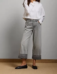 AE77 Premium Wide Crop Cuff Jean