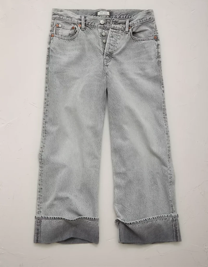 AE77 Premium Wide Crop Cuff Jean