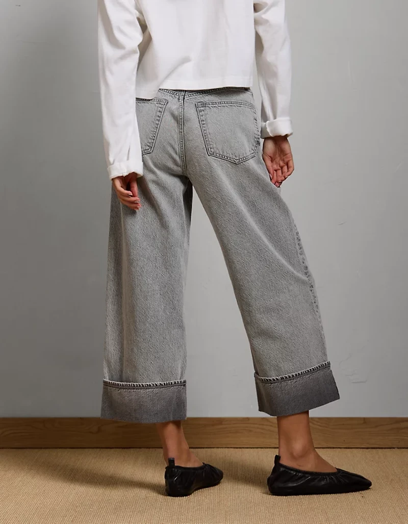 AE77 Premium Wide Crop Cuff Jean