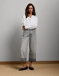 AE77 Premium Wide Crop Cuff Jean