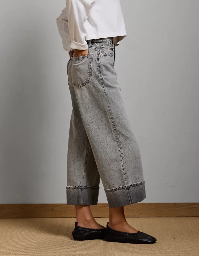 AE77 Premium Wide Crop Cuff Jean