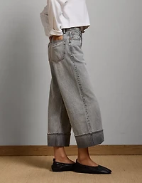 AE77 Premium Wide Crop Cuff Jean