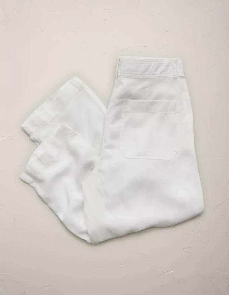 Pantalon fuselé en mélange de lin à taille haute AE77