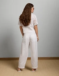 Pantalon fuselé en mélange de lin à taille haute AE77