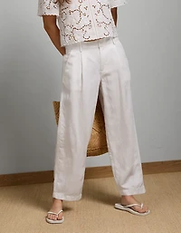 Pantalon fuselé en mélange de lin à taille haute AE77