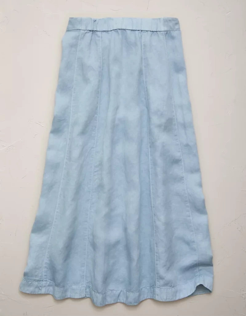 AE77 Linen-Blend Maxi Skirt