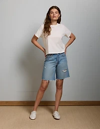 AE77 Premium Super High-Waisted Baggy Bermuda Denim Short