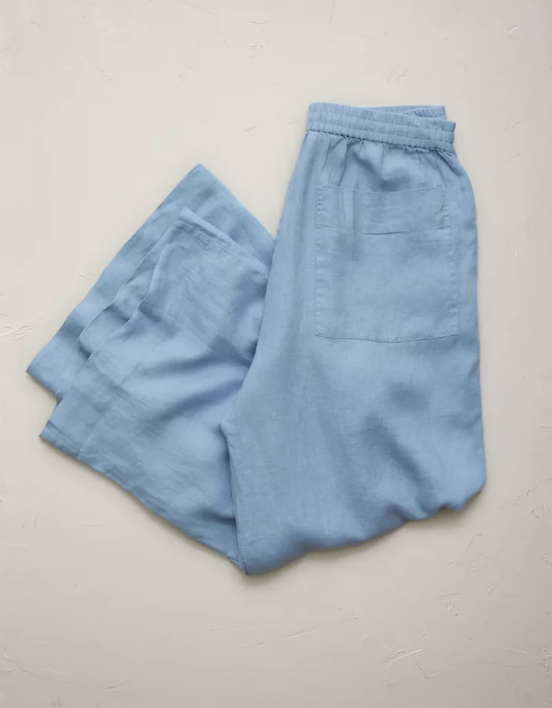 Pantalon en lin noué à la taille de qualité supérieure AE77