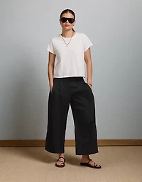 AE77 High-Waisted Linen Pleated Ankle Pant