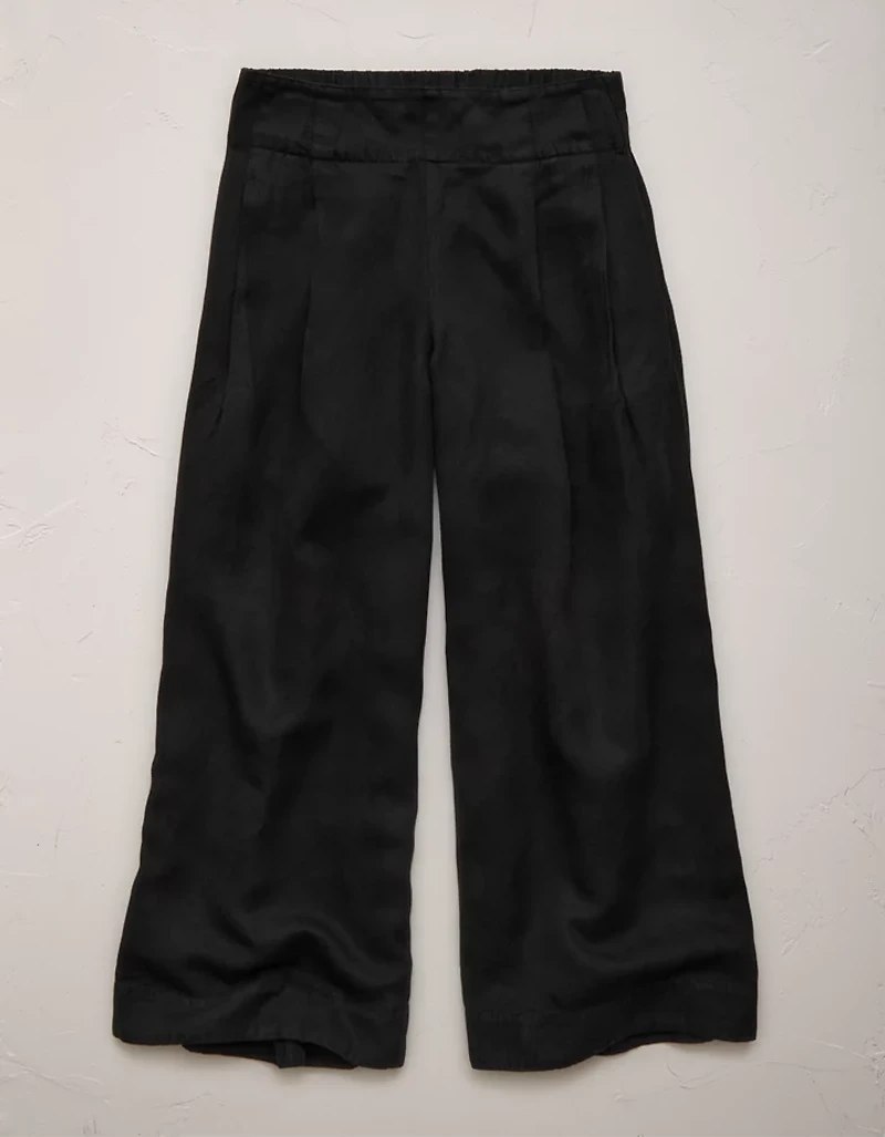 AE77 High-Waisted Linen Pleated Ankle Pant