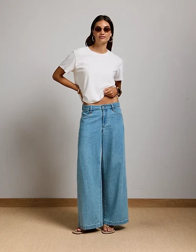 AE77 Super High-Waisted Chambray Palazzo Pant
