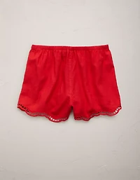 AE77 Embroidered Linen-Blend Pull-On Short