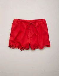 AE77 Embroidered Linen-Blend Pull-On Short