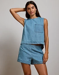 AE77 High-Waisted Chambray Short