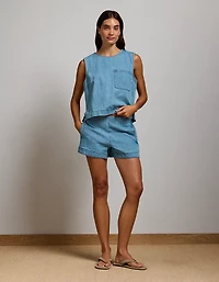 AE77 High-Waisted Chambray Short