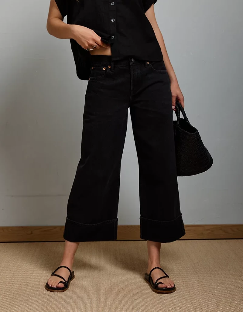 AE77 Premium Wide Crop Cuff Jean