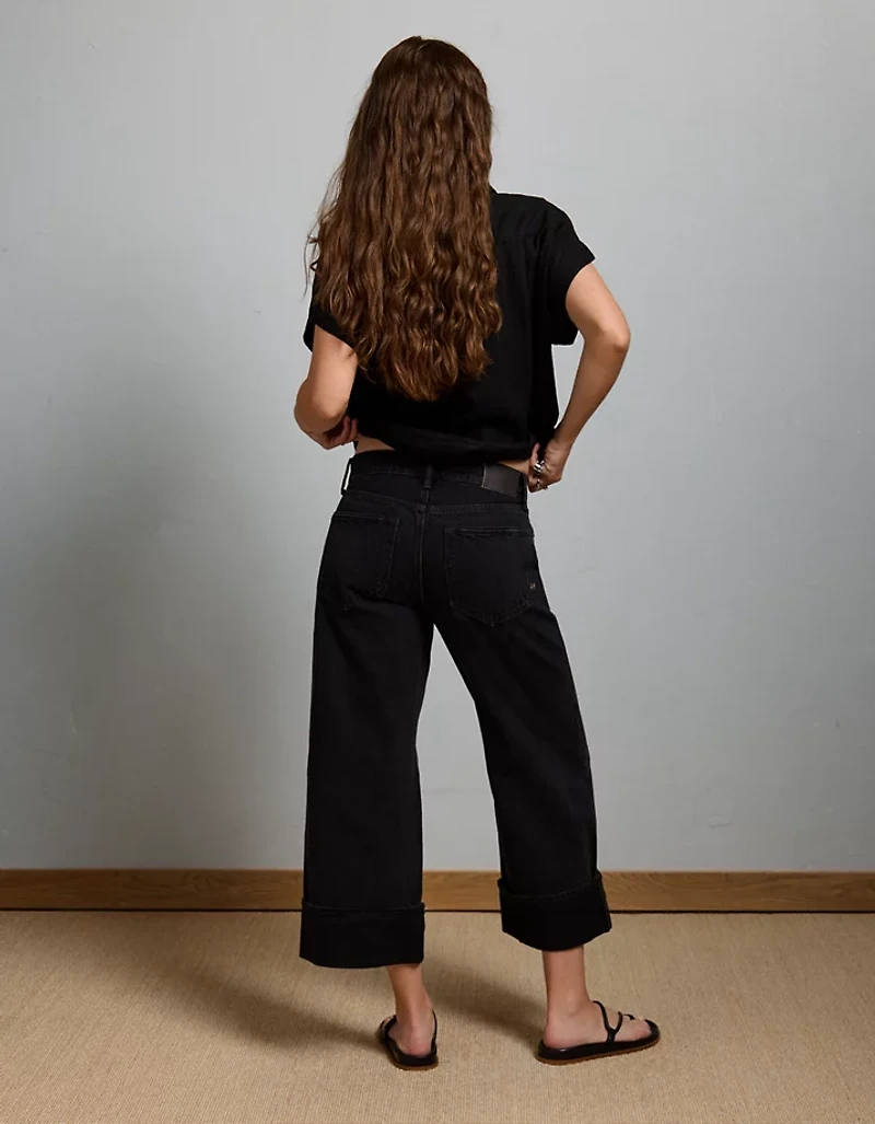 AE77 Premium Wide Crop Cuff Jean