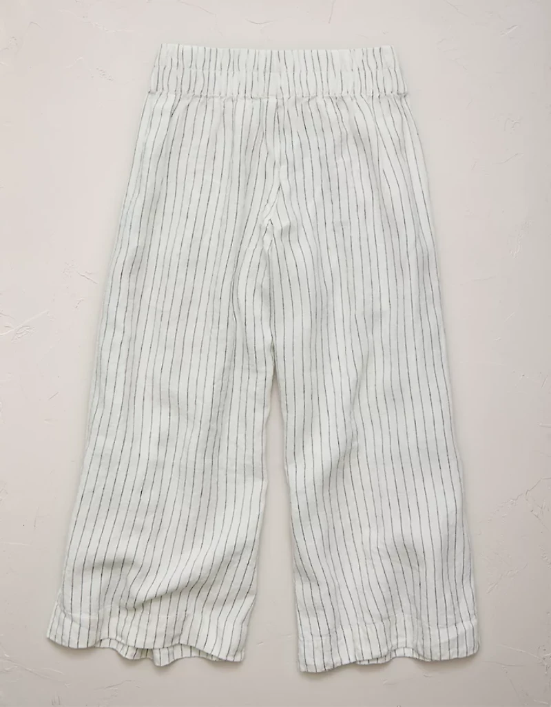 Pantalon en lin à taille haute plissé la cheville AE77