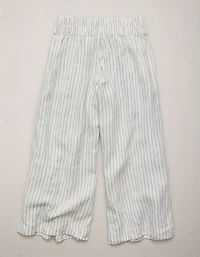 Pantalon en lin à taille haute plissé la cheville AE77