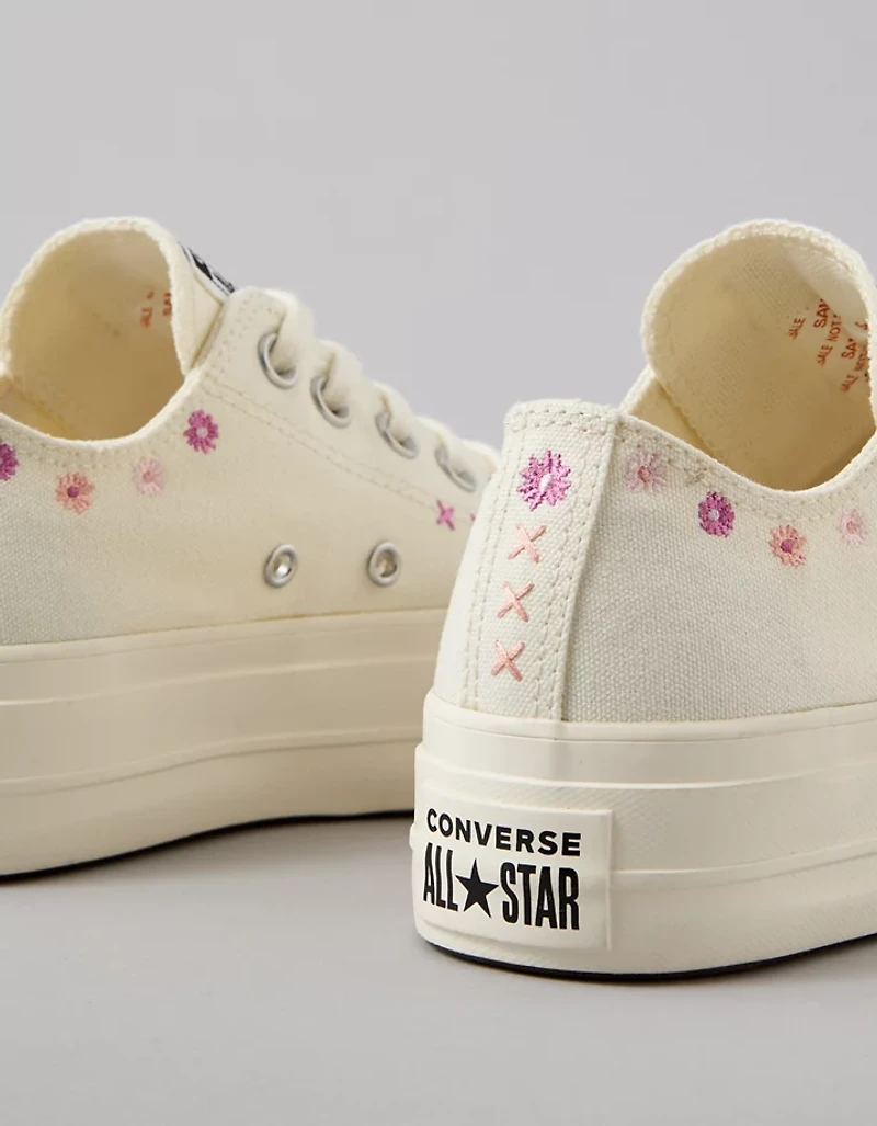 Converse Chuck Taylor All Star Lift Platform Embroidered Flowers Low-Top Sneaker
