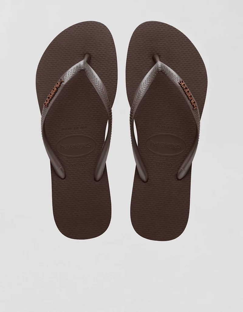 Havaianas Women's Slim Logo Metallic Flip Flops