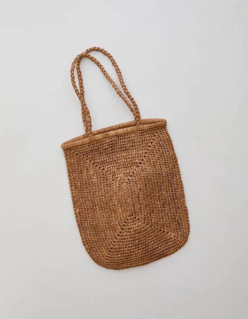 Zanatany Concepts Caramel Raffia Beach Tote Bag