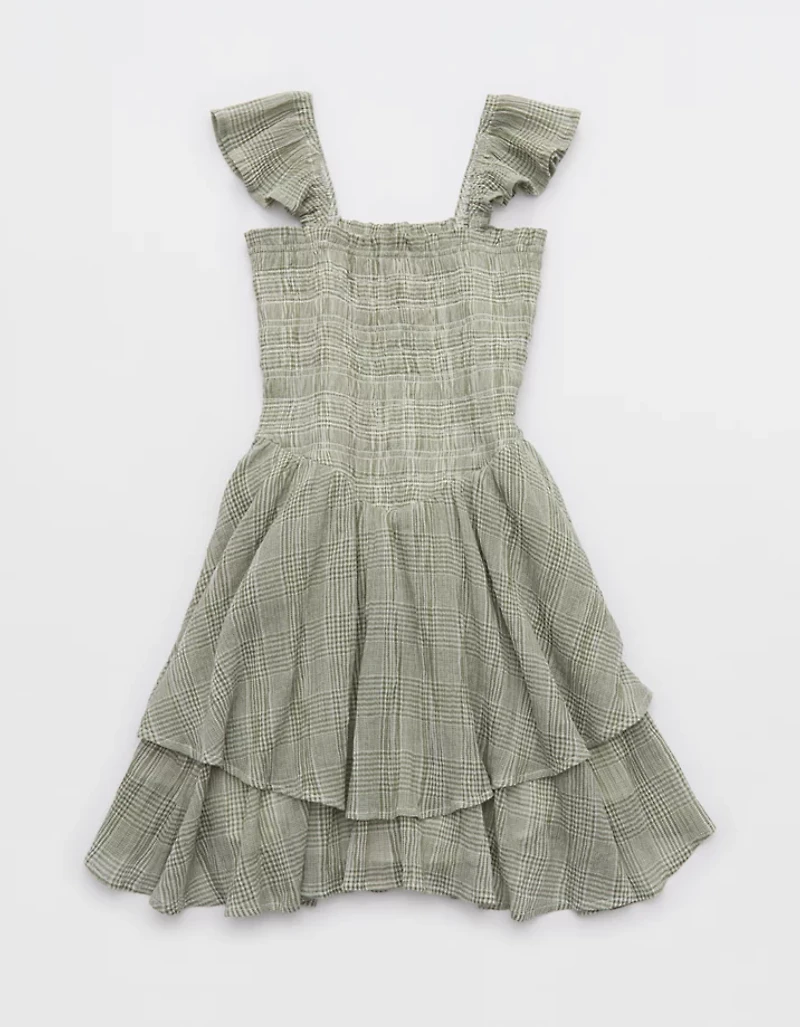 Aerie Plaid Handkerchief Mini Dress