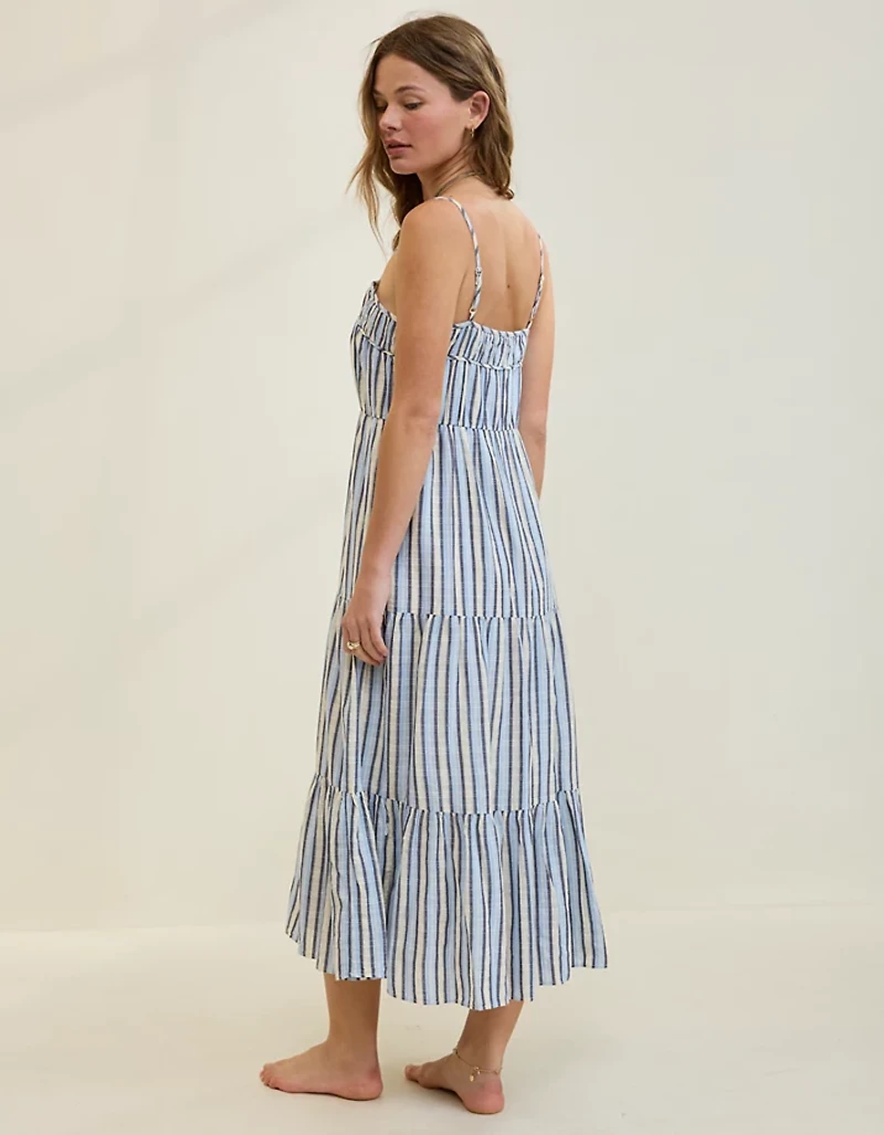 Aerie Striped Tiered Maxi Dress