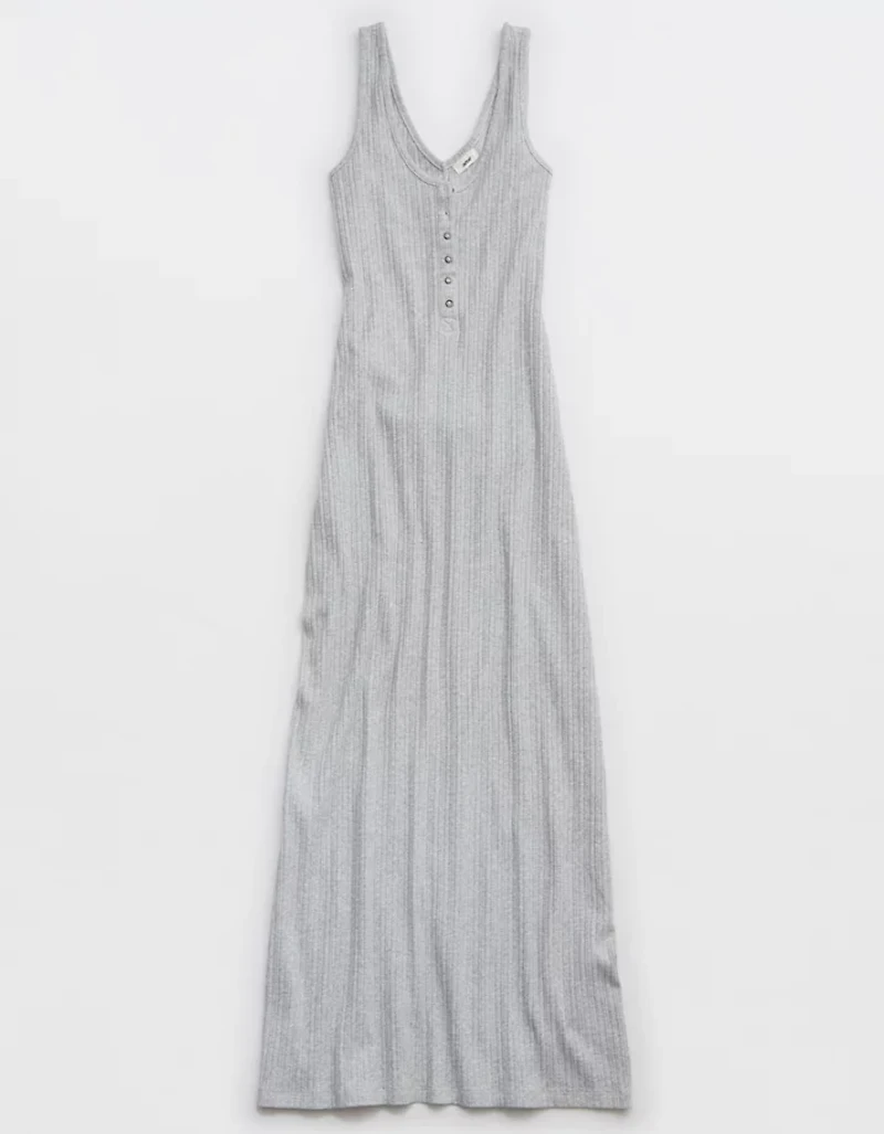 Aerie Double V Henley Bodycon Maxi Dress