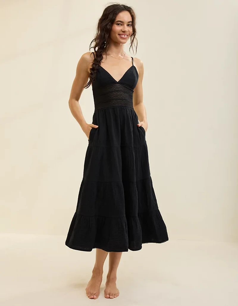 Aerie Lace Mix Midaxi Dress