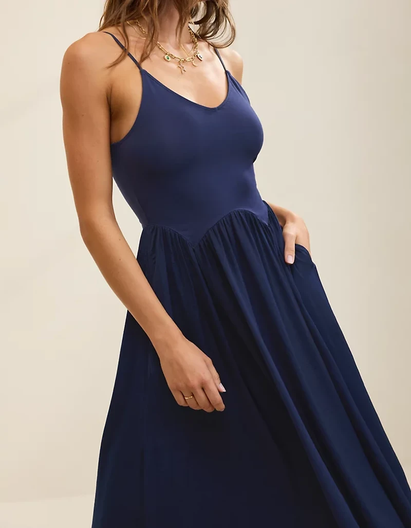 Aerie Satin At The Barre Dress