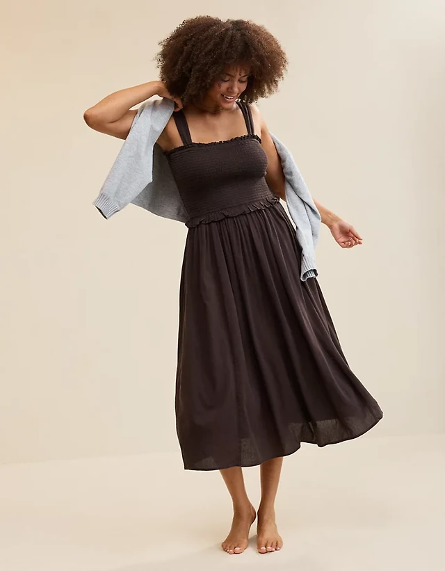 Aerie At The Barre Smocked Dress