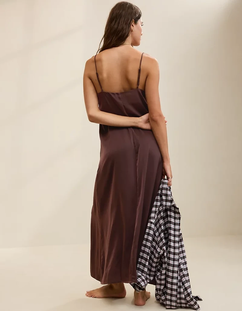 OVERSLEPT by Aerie Liquid Satin Maxi Slip Dress