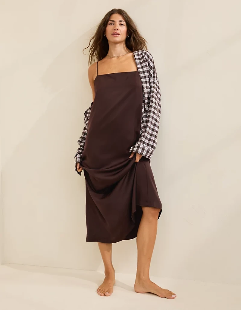 OVERSLEPT by Aerie Liquid Satin Maxi Slip Dress