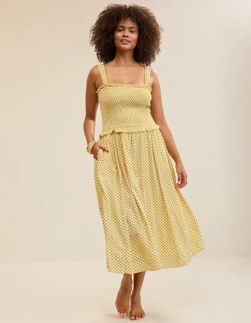 Aerie At The Barre Smocked Dress