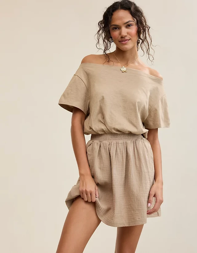 bhldn lydia off the shoulder corset mini dress Lydia Off-The-Shoulder Corset Mini Dress