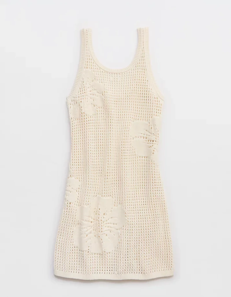 Aerie Floral Crochet Dress