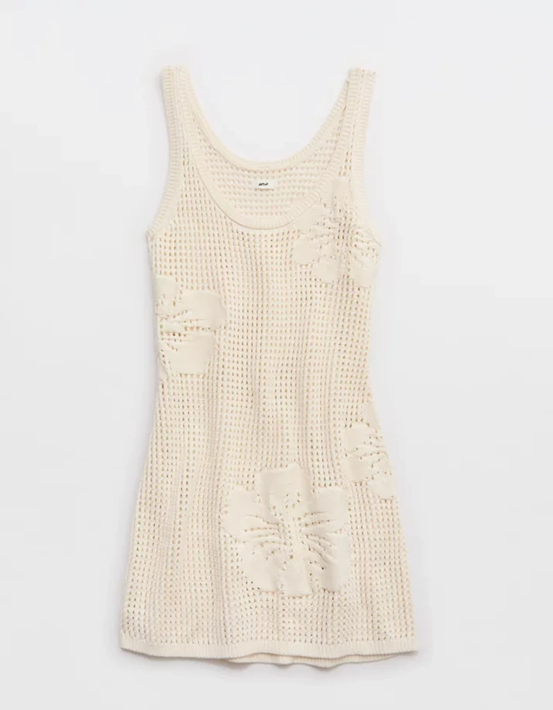 Aerie Floral Crochet Dress