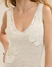 Aerie Floral Crochet Dress