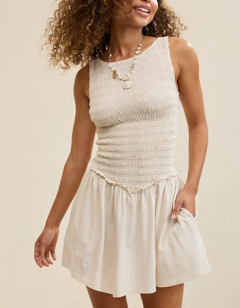 Aerie Happiest Smocked Mini Dress