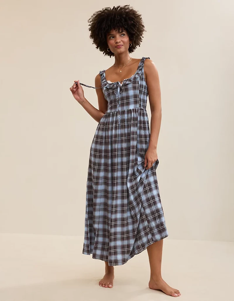 Aerie Happy & Drapey Side Smocked Dress