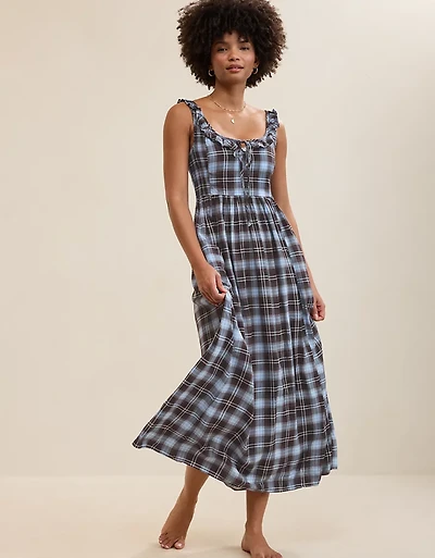 Aerie Happy & Drapey Side Smocked Dress
