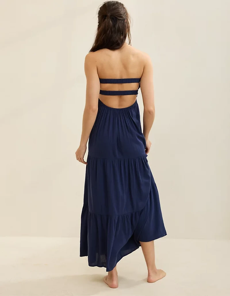 Aerie Strapless Cut Out Maxi Dress