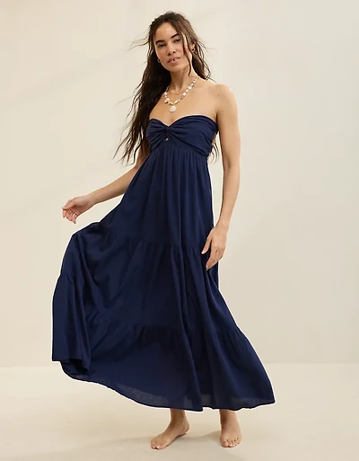 Aerie Strapless Cut Out Maxi Dress