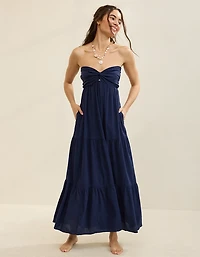 Aerie Strapless Cut Out Maxi Dress