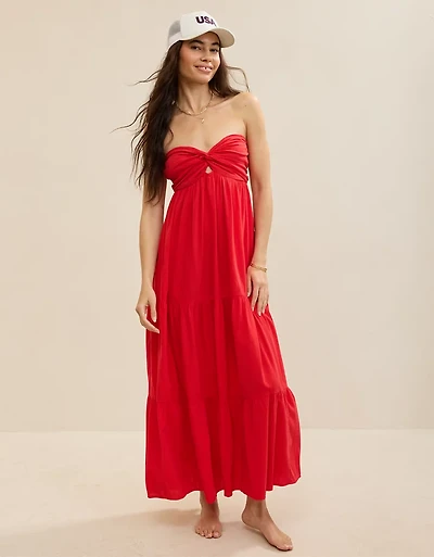 Aerie Strapless Cut Out Maxi Dress