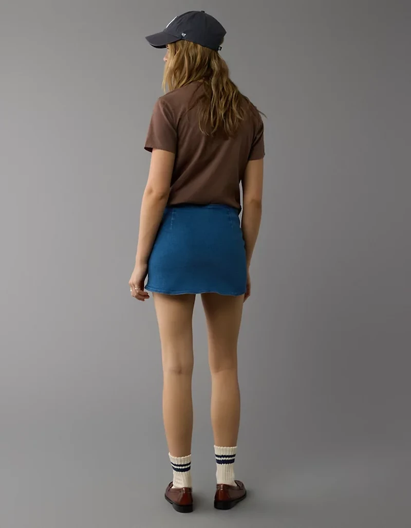 AE Next Level Low-Rise Denim Micro Skort
